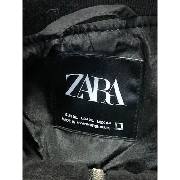 Zara Women's Black Faux Suede Full Zip High Neck Long Sleeve Coat Jacket Size XL - Picture 4 of 4